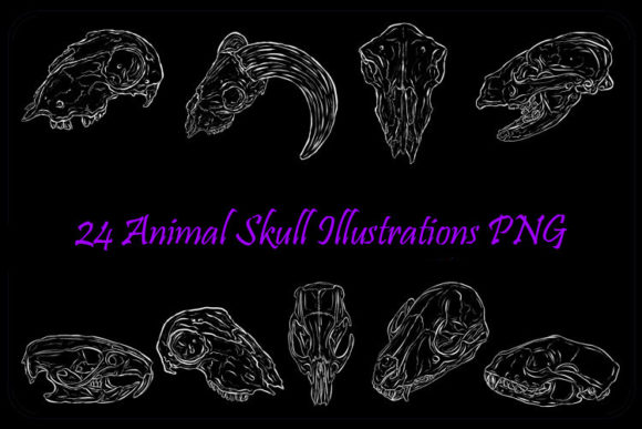 Download White Line Art Animal Skull Halloween - White Collection