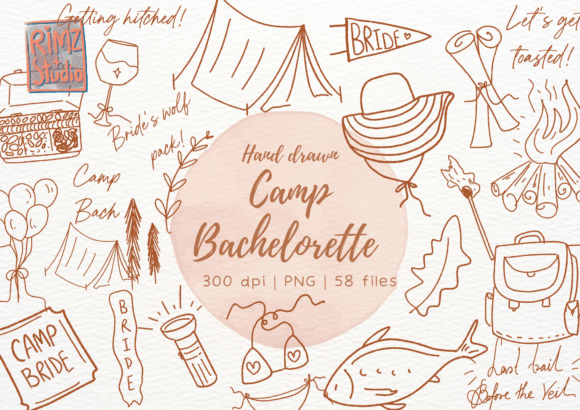 Download Hand Drawn Camp Bachelorette Doodle Set - Drawn Collection