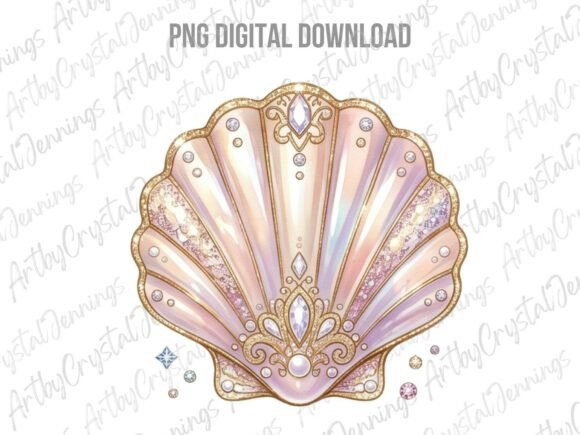 Download Pastel Glitter Mermaid Seashell PNG - Shell Collection