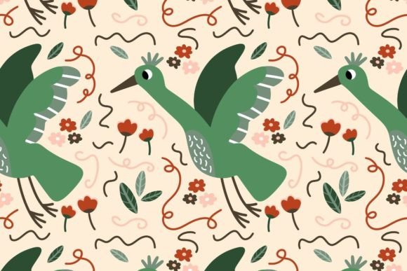 Download Green Bird Pattern - Bird pattern Collection