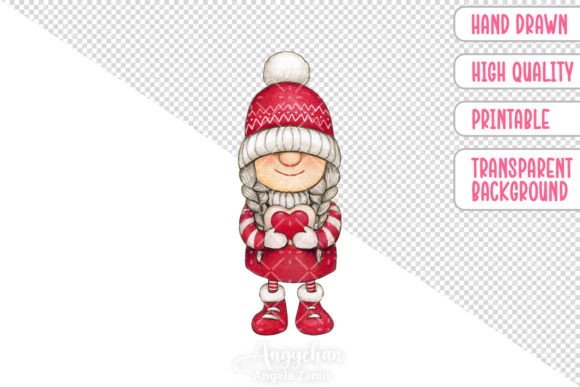 Download Hand Drawn Valentine Gnome Girl - Drawn Collection