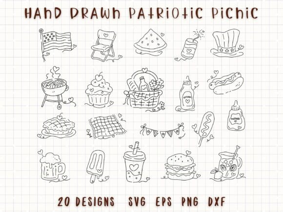 Download Hand Drawn 4th of July Picnic Doodle - Drawn Collection