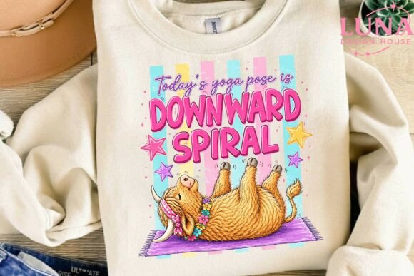 Download Downward Spiral Highland Cow Yoga PNG - Spiral Collection