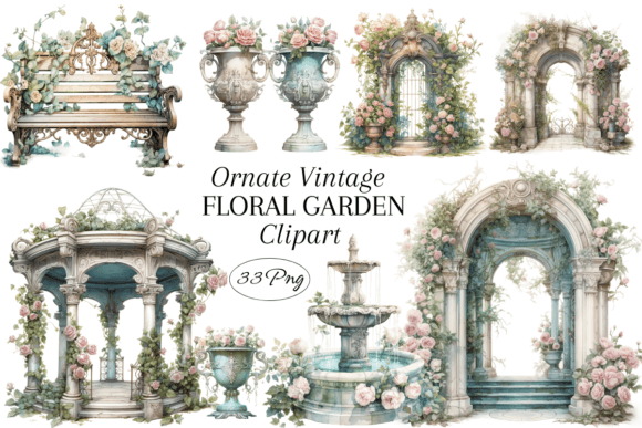 Download Ornate Vintage Floral Garden Clipart - Ornate Collection
