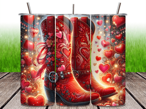 Download Western Boots Hearts Valentine Tumbler - Hearts Collection
