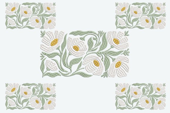 Download White Cosmos Flowers Embroidery Design - White Collection
