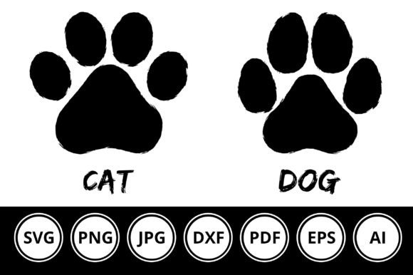Download Cat Dog Paw Print in Brush Stroke Style - Stroke style Collection