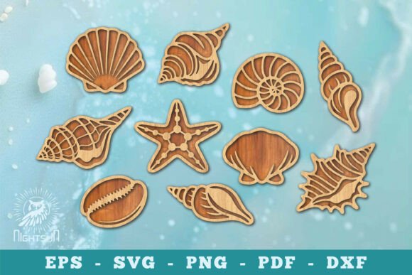 Download Set of Sea Shell Lasercut Decoration SVG - Shell Collection
